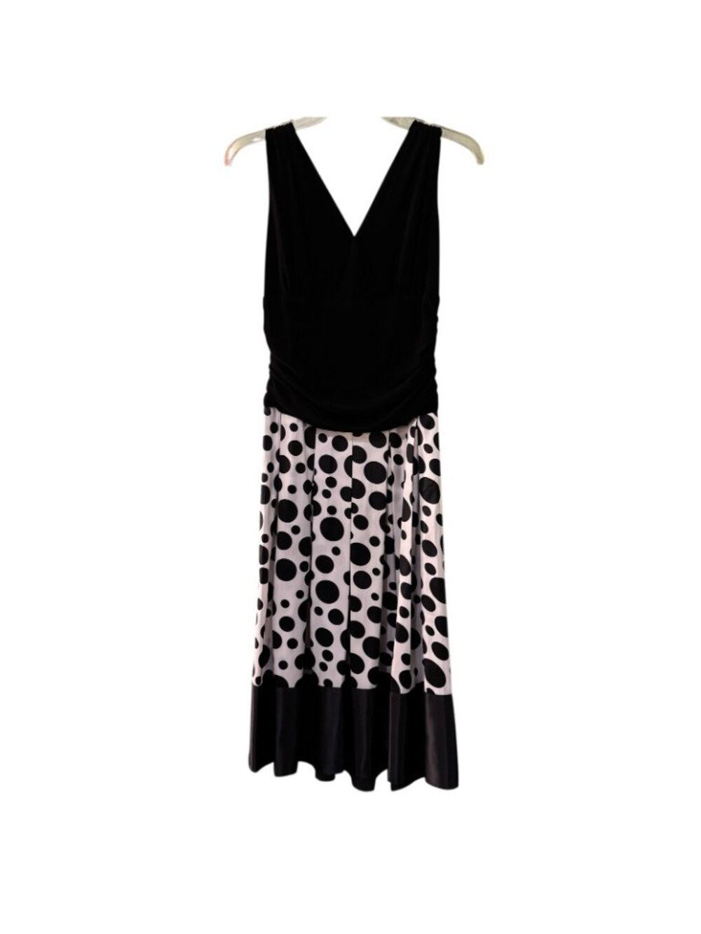 Mid Century Style Dress Women's 12 Black & White Sleeveless Fit Flare Polka Dot - Picture 9 of 16